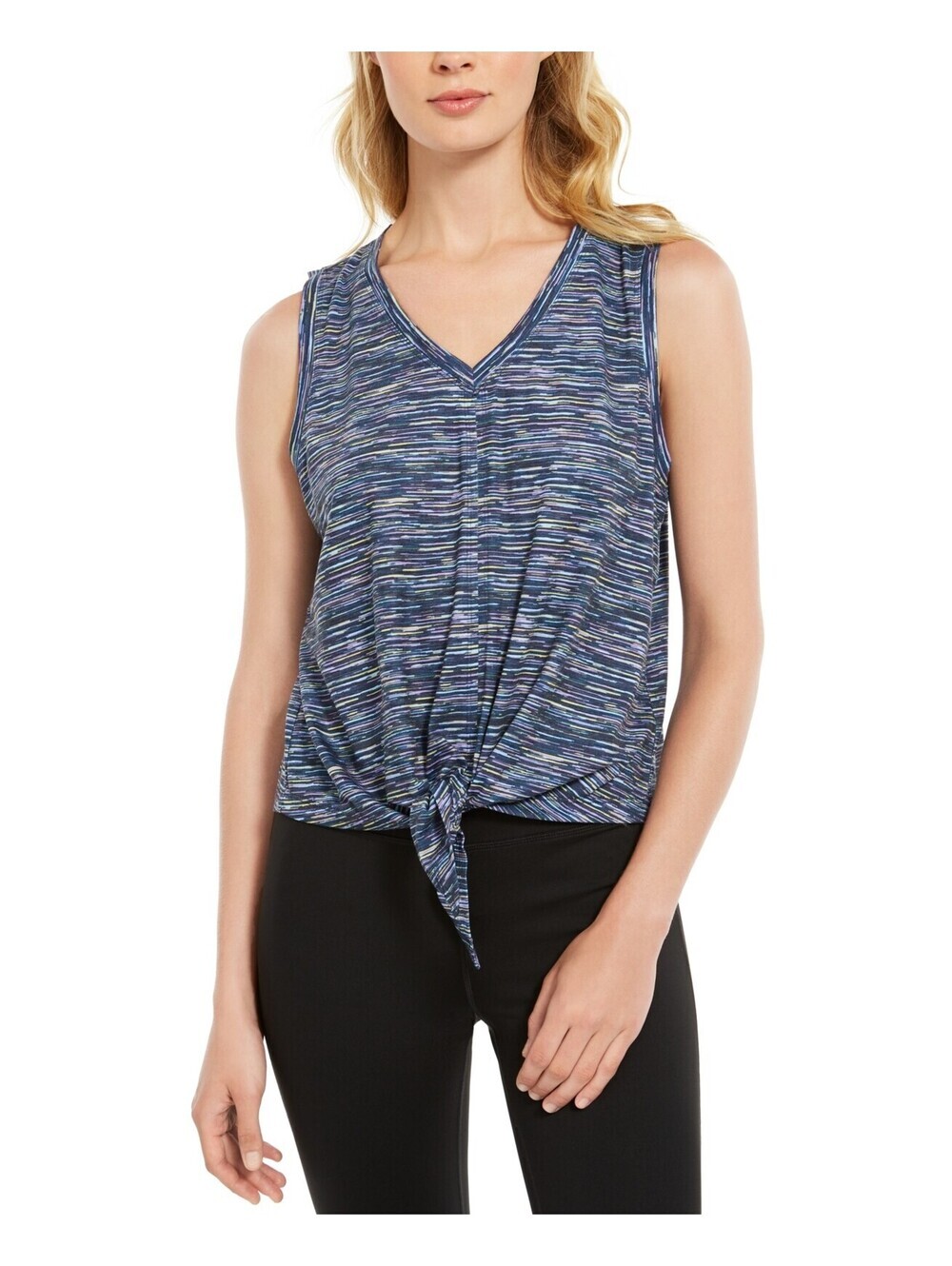 Ideology Womens Striped Tie Front Tank Top Size M